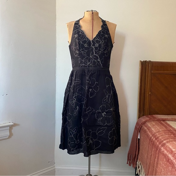 Ann Taylor Linen Embroidered Midi Dress - Picture 2 of 8